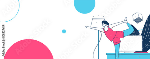 Practicing yoga, physical and mental health, flat vector character concept, operation hand drawn illustration
