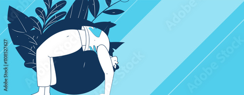 Practicing yoga, physical and mental health, flat vector character concept, operation hand drawn illustration
