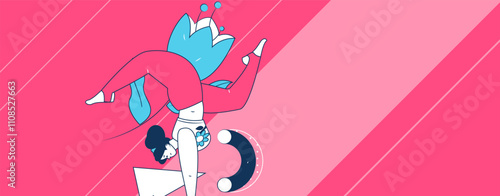 Practicing yoga, physical and mental health, flat vector character concept, operation hand drawn illustration
