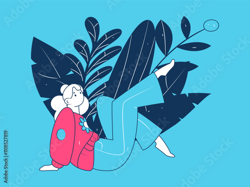 Practicing yoga, physical and mental health, flat vector character concept, operation hand drawn illustration
