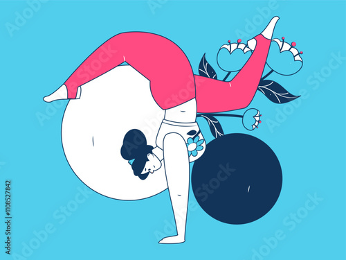 Practicing yoga, physical and mental health, flat vector character concept, operation hand drawn illustration
