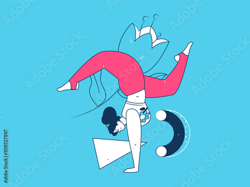 Practicing yoga, physical and mental health, flat vector character concept, operation hand drawn illustration
