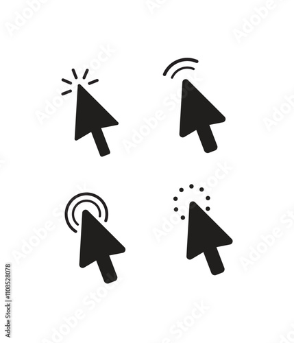 Computer mouse click pointer line icon set. Easily editable stock illustration