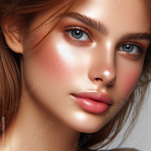  Natural Glow Soft dewy skin with minimal makeup focusing on enh photo