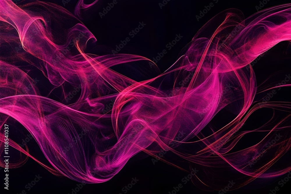 Fototapeta premium An electrifying neon outline exhibiting a swirling vortex of energy in shades of pink and purple isolated on a deep black backdrop.