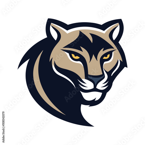 A sleek, powerful panther mascot-logo exuding strength, agility, and confidence. Its fierce eyes and dynamic pose embody courage and determination, making it unforgettable and iconic. photo