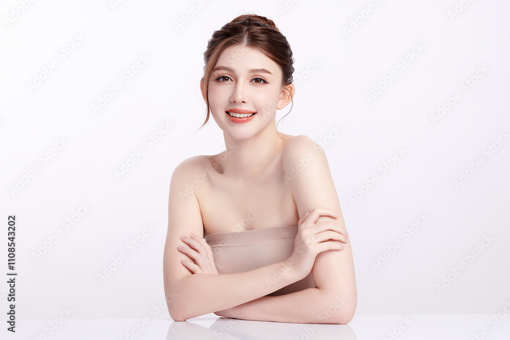 Beautiful young asian woman with clean fresh skin on white background, Face care, Facial treatment, Cosmetology, beauty and spa, Asian women portrait. Beautiful young asian woman with clean fresh skin on white background, Face care, Facial treatment, Cosmetology, beauty and spa, Asian women portrait.