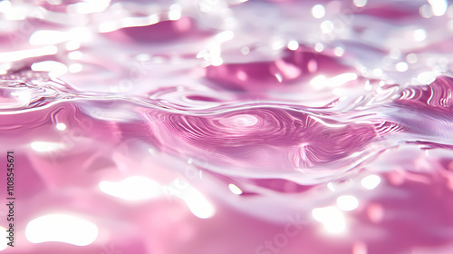 Abstract pink water ripples with white light reflections, creating a dreamy and elegant background texture. Gossamer. Illustration
