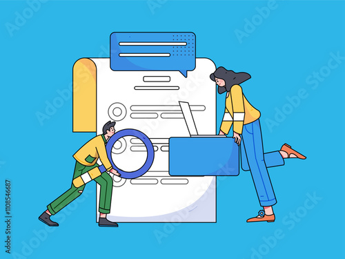 Personnel doing job interview flat vector concept operation hand drawn illustration
