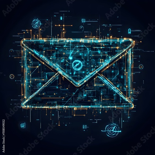 An email envelope wrapped in layers of digital encryption, symbolizing the secure transmission of sensitive information. photo