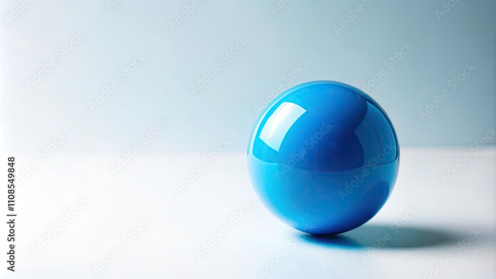 Bright Blue Ball on White Background with Copy Space for Creative Use and Design Bright Blue Ball on White Background with Copy Space for Creative Use and Design