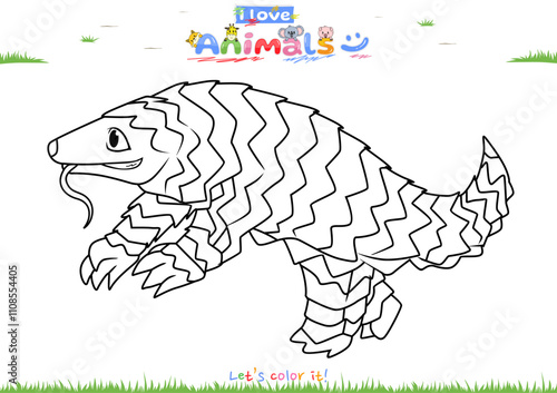 Lets color it Pangolin Cartoon