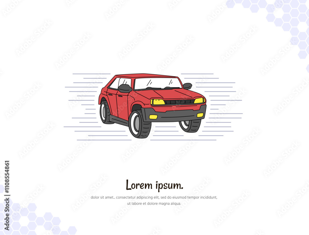 Fototapeta premium Vector art for wall decoration landscape Cartoon Car 10.