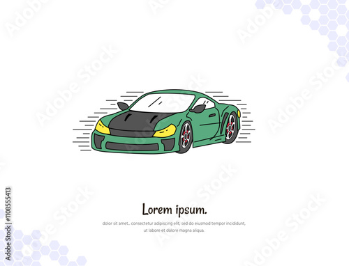 Vector art for wall decoration landscape Cartoon sport car 17.ai