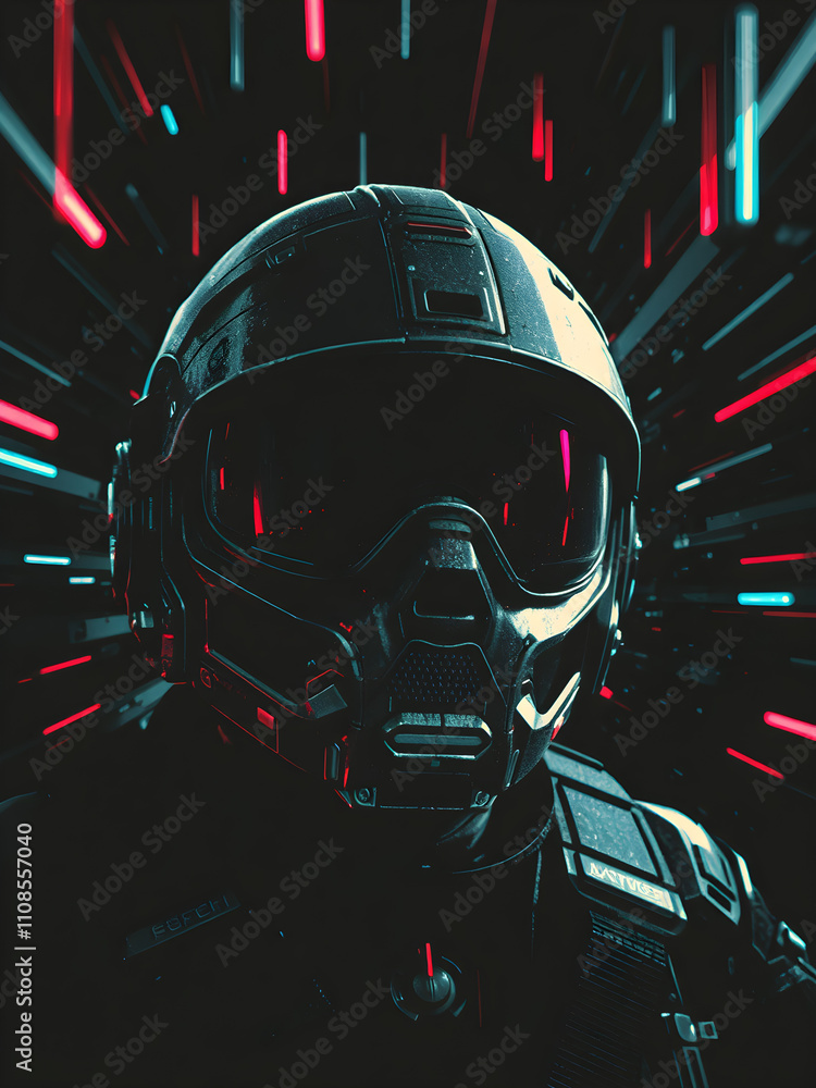Fototapeta premium Portrait of a pilot in the future world 