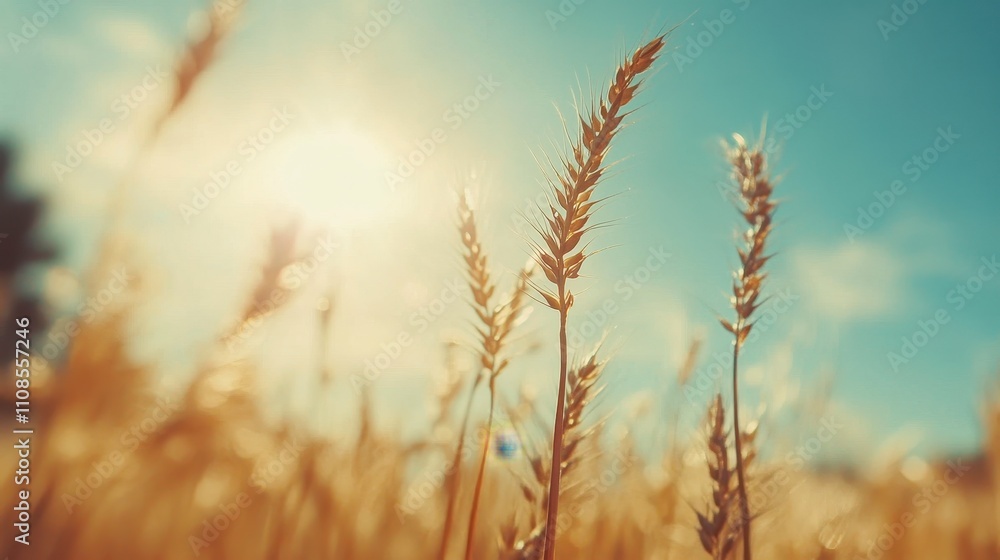 Fototapeta premium Golden Wheat Under Bright Sunlight