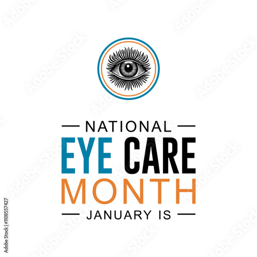 National Eye Care Month vector banner template observed on every January. Backgrounds, banners, poster cards and social media posts. Vector illustration.