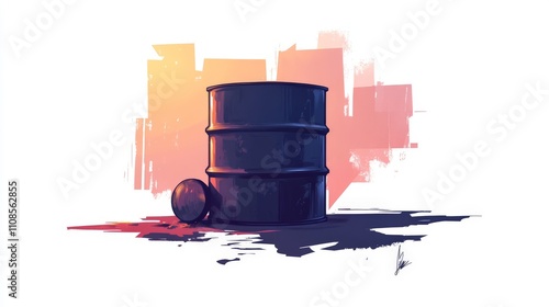 Simple Vector Art of a Drum on a Warm Background photo