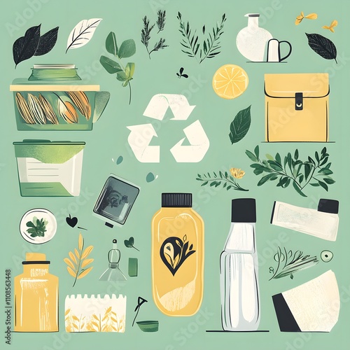 Imagery showcasing eco-friendly products, reusable items, and sustainable practices, emphasizing the importance of responsible and mindful consumption. photo