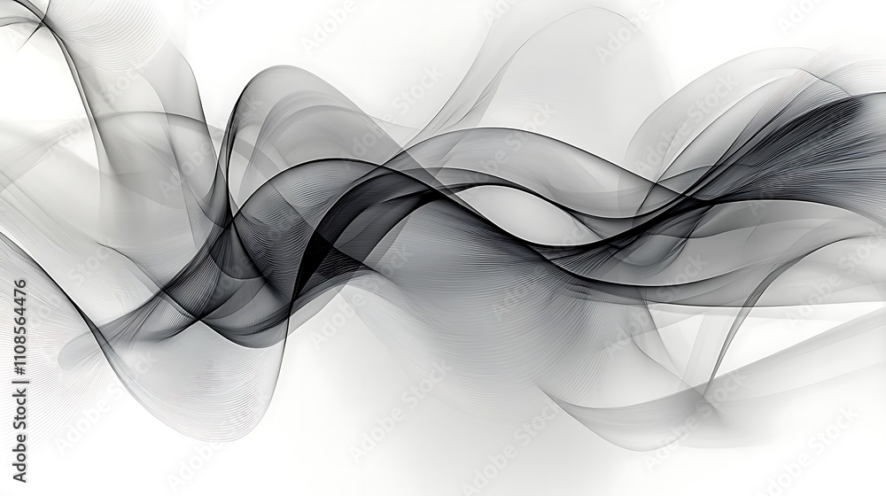 Obraz premium Fluid Abstract Design Showcasing Elegant Waves and Lines in Shades of Black and Grey Evoking Movement and Sophistication for Creative Projects