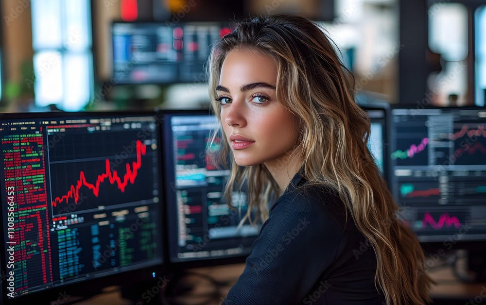Fototapeta premium Investor and business professional utilizing CRM tools for financial advice in an office setting. Engaging in trading and fintech consultations with a focus on networking and finance,