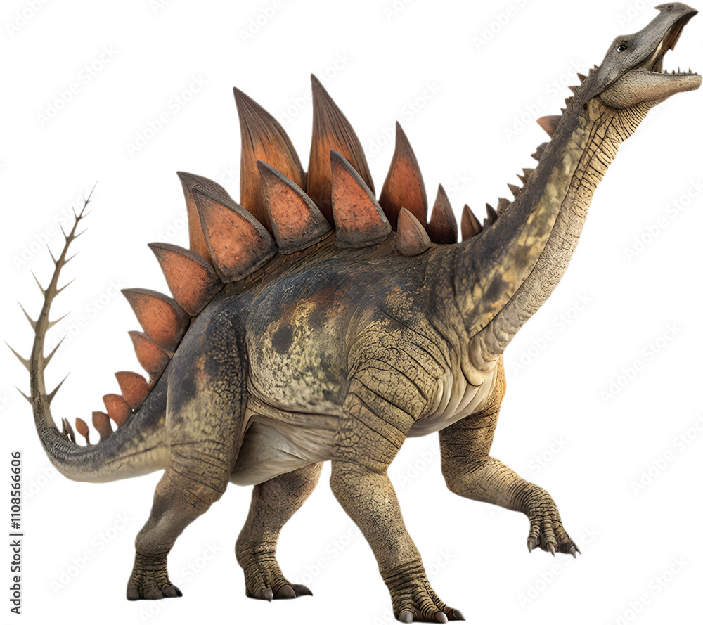 Fototapeta premium Iconic Stegosaurus dinosaur captivates prehistoric imagination.