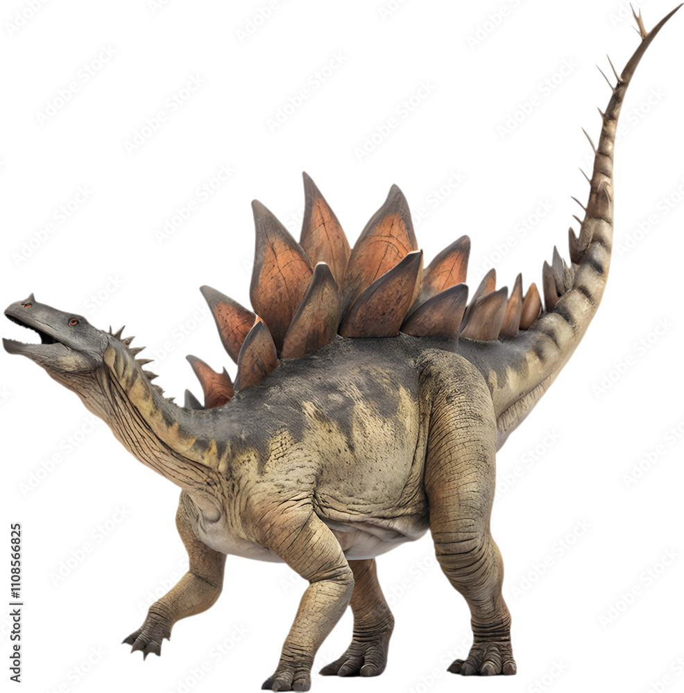 Fototapeta premium Iconic Stegosaurus dinosaur captivates prehistoric imagination.