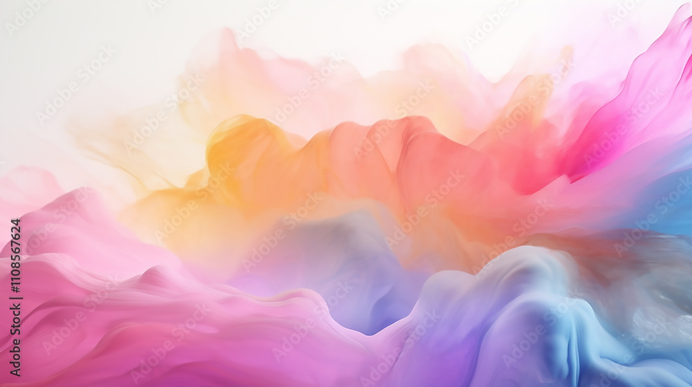 Obraz premium Multi-colored face cream highlighted on a white background a vibrant abstract swirl of paint in shades of yellow, blue, and pink