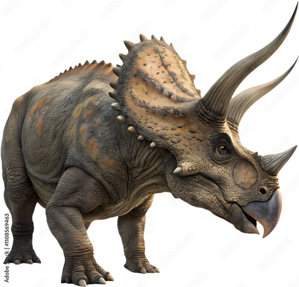 Fototapeta premium Triceratops clipart showcases prehistoric charm with festive winter holiday vibes.