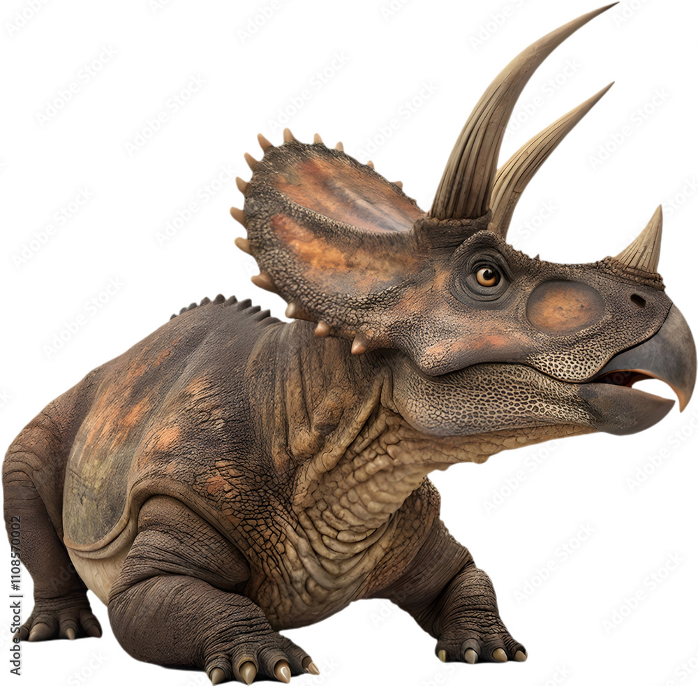 Fototapeta premium Triceratops clipart showcases prehistoric charm with festive winter holiday vibes. 