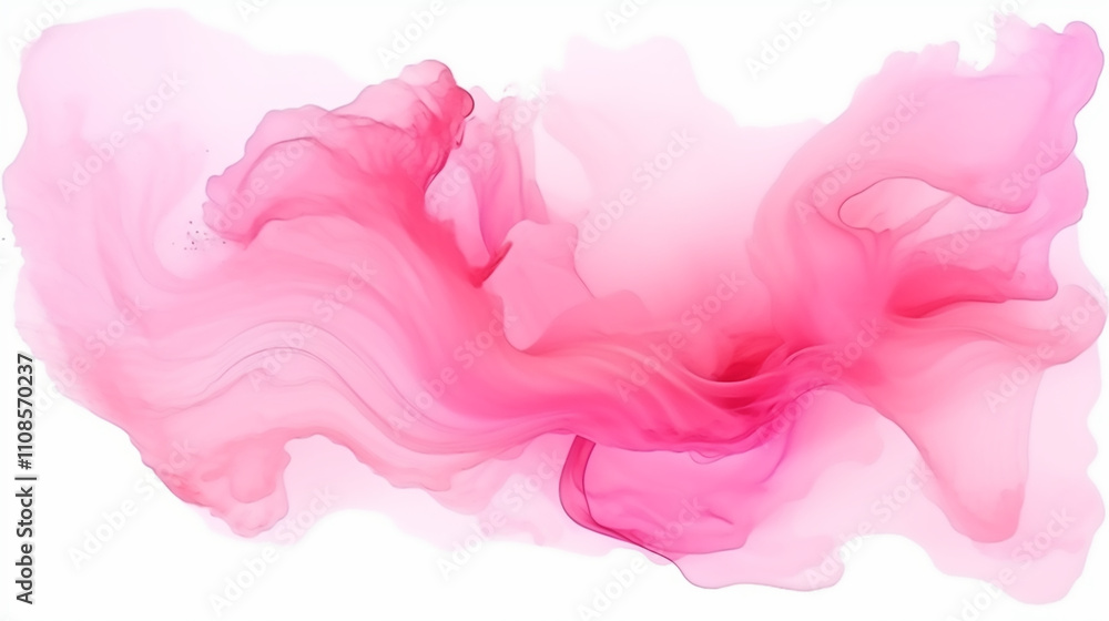 Fototapeta premium watercolor background pink abstract cloudy sky concept with color splash design Pink ink billowing in water before white background
