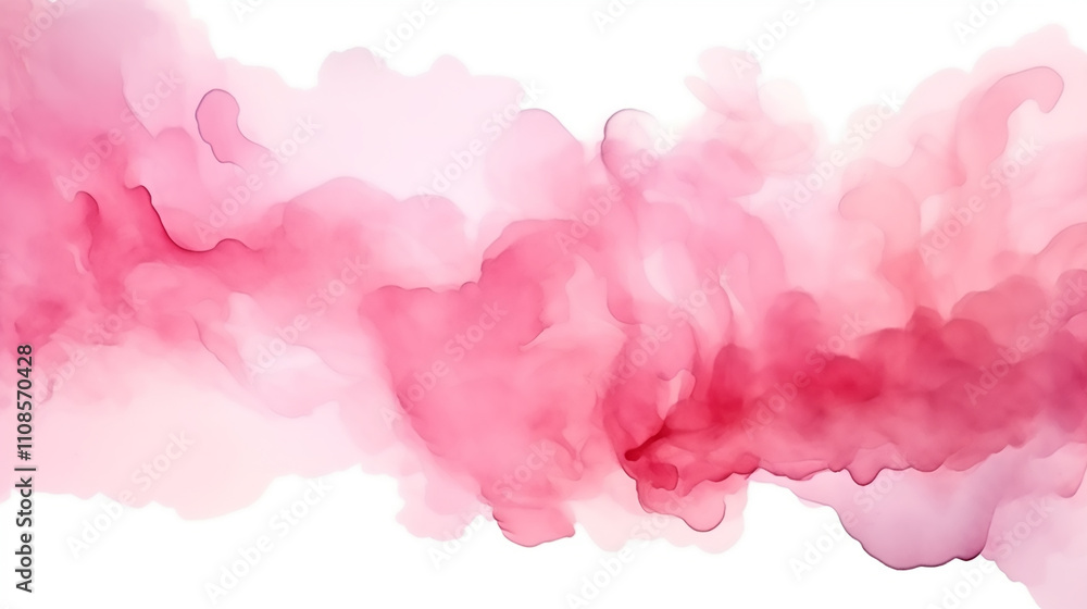 Fototapeta premium Watercolor background pink abstract cloudy sky concept with color splash design pink watercolor stain 
