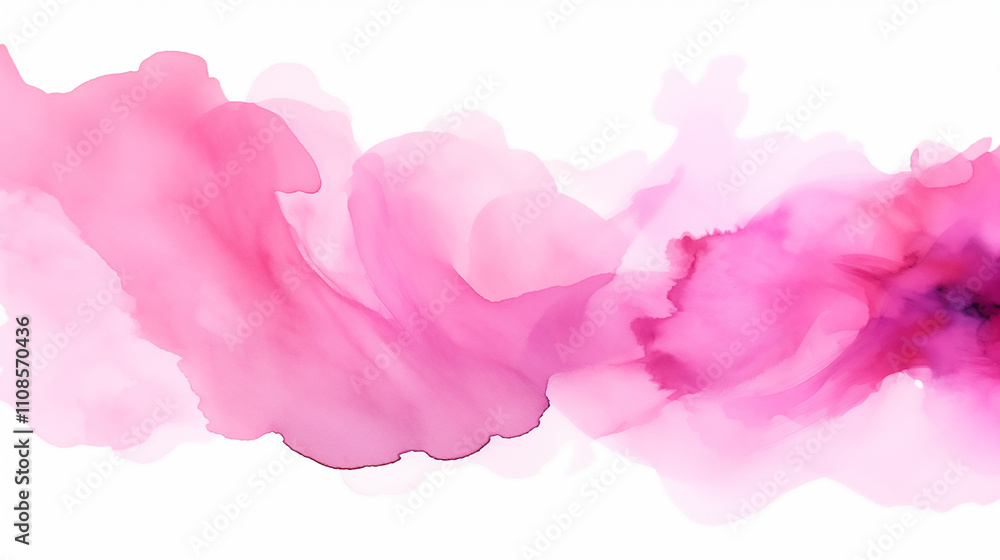 Obraz premium Watercolor background pink abstract cloudy sky concept with color splash design pink watercolor stain