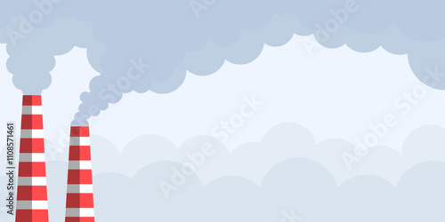 chimney emits air pollution illustration horizontal banner
