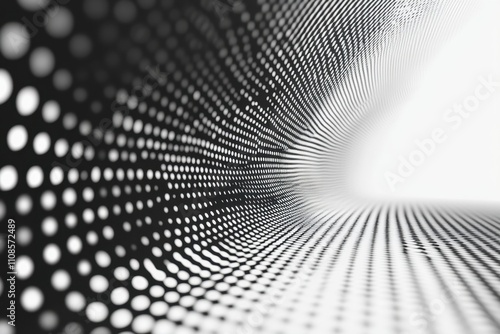 Abstract Black and White Dotted Tunnel Digital Art Graphic Design Background Wallpaper