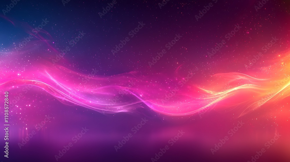 Fototapeta premium Abstract Dynamic Waves in Colorful Light Gradients Creating a Seamless Flow of Energy with Starry Background for Eye-Catching Visuals