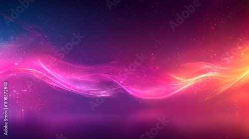 Abstract Dynamic Waves in Colorful Light Gradients Creating a Seamless Flow of Energy with Starry Background for Eye-Catching Visuals