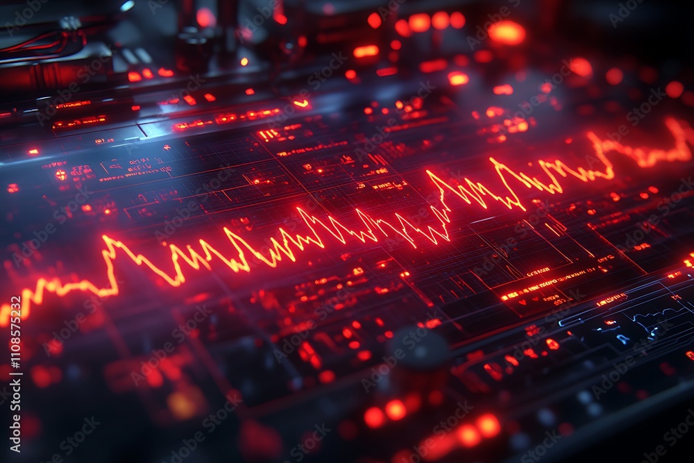 Obraz premium 3d render abstract technology background with depth of field. Abstract detailed elements. Data analyzing graphs. 