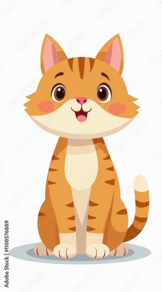 Fototapeta premium Happy Cat Sticker Vector With Orange and White Coloring for Various Creative Projects. Generative AI