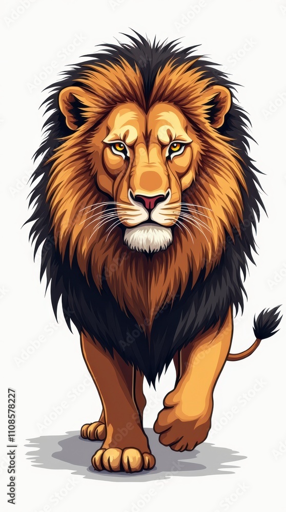 Fototapeta premium Striking Vector Illustration of a Lion With a Majestic Mane. Generative AI