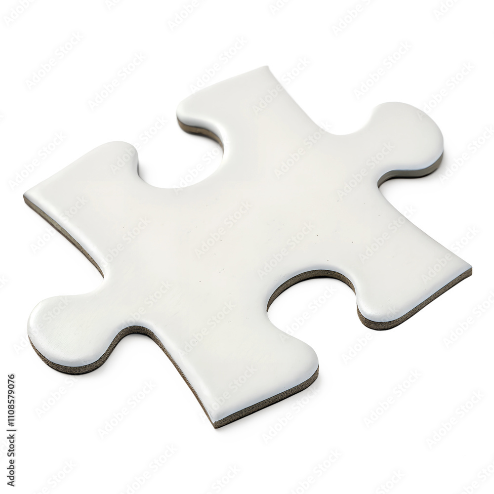 Fototapeta premium Puzzle Piece A single puzzle piece with empty white color, isolated on a transparent background