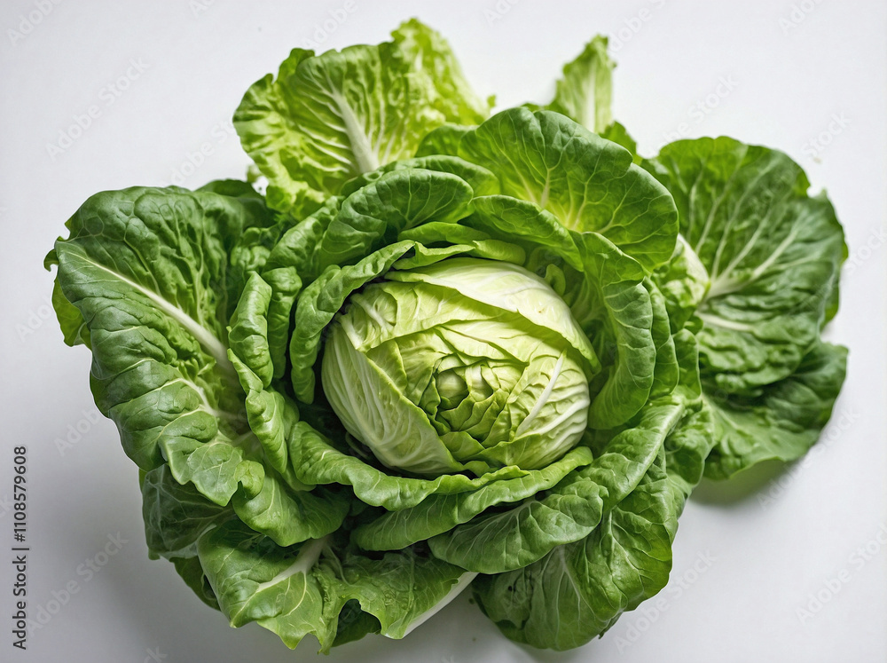 Obraz premium An overhead view of cabbage against a plain white background.