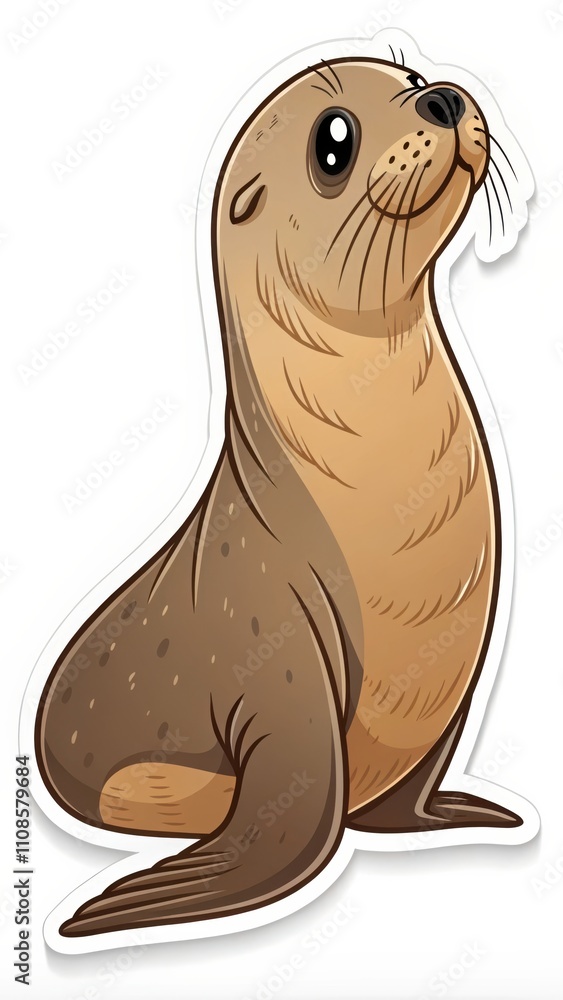 Fototapeta premium Sea Lion Sticker Vector Featuring a Playful Design on a White Background Perfect for Decoration. Generative AI