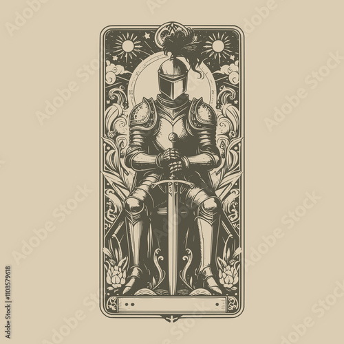vintage knight ouija playing card tattoo artwork