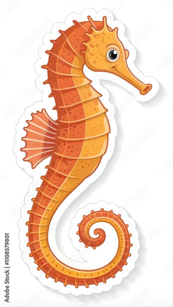 Fototapeta premium Colorful Seahorse Sticker Design With Unique Details and Vibrant Hues on a Clean Background. Generative AI