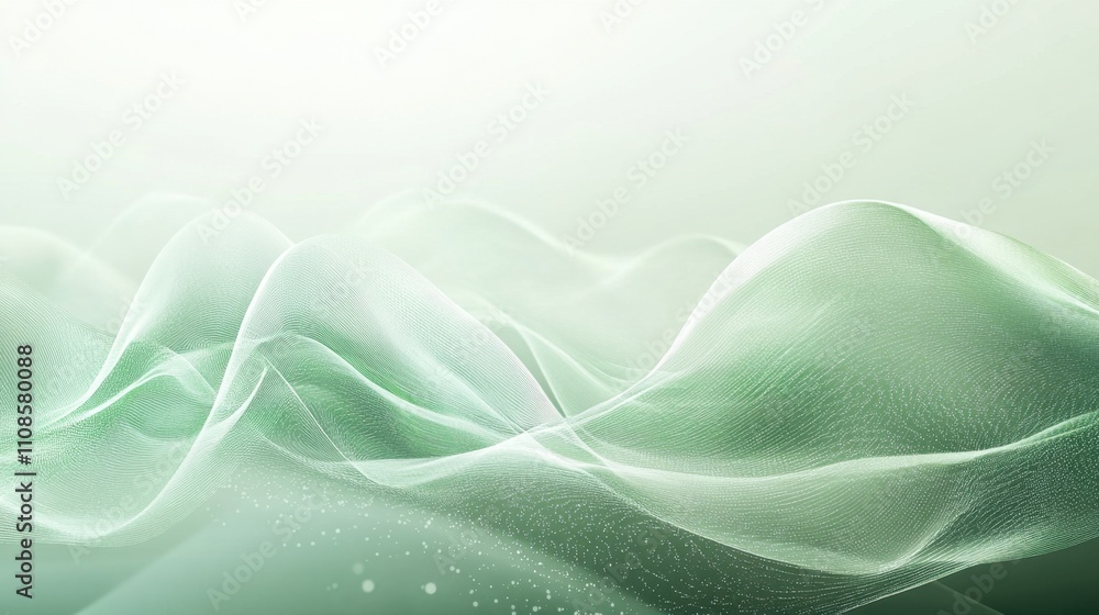 Obraz premium Abstract Green Wave Background: Serene and Elegant Design for Modern Presentations and Designs