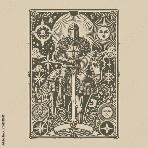 mystical knight tarot tattoo for spiritual art