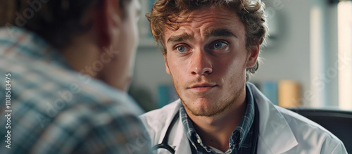 Wallpaper Mural a young male doctor looking at his patient with consultation health care Torontodigital.ca