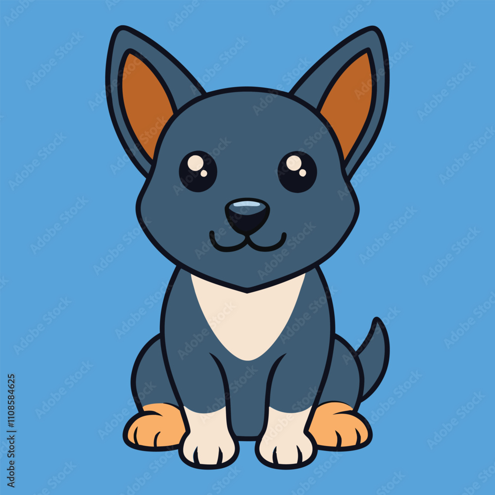 Fototapeta premium Cute Baby Cartoon Lancashire Heeler Dog Sitting Vector Illustration Design