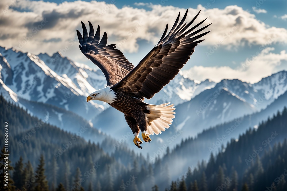 Fototapeta premium bald eagle in flight
